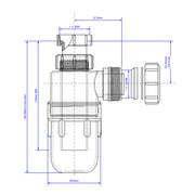 McAlpine A10A Adjustable Height Bottle Trap 1.25" or 1 - 1/4"(32mm) for bathroom basins - Getplumb