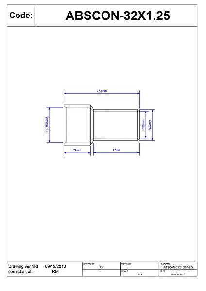 McAlpine ABS to Solvent Adaptor D.32mm x 1.25" | ABSCON - Getplumb