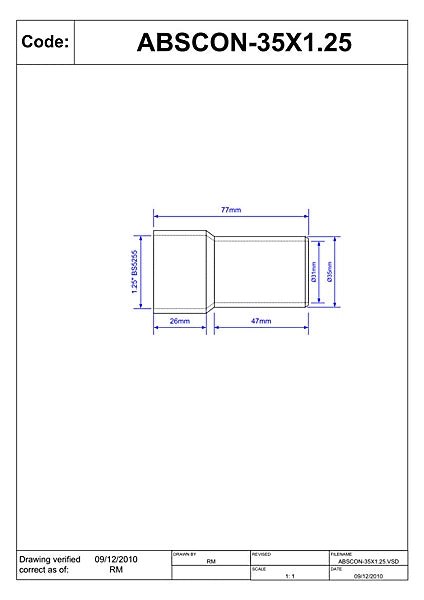 McAlpine ABSCON 35mm x1.25 ABS to Solvent Adaptor - Getplumb