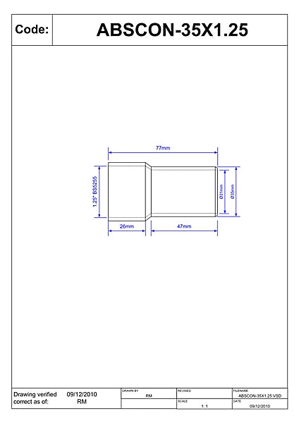 McAlpine ABSCON 35mm x1.25 ABS to Solvent Adaptor