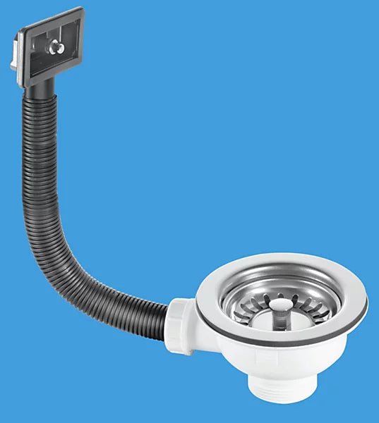 McAlpine Basket Strainer Waste with Rectangular Overflow - BWSTOFRS - Stainless Steel - Getplumb
