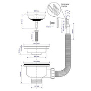 McAlpine Basket Strainer Waste with Rectangular Overflow - BWSTOFRS - Stainless Steel - Getplumb