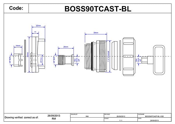 McAlpine BOSS90TCASTBL 3.5"x1.5" Boss Connector - Getplumb