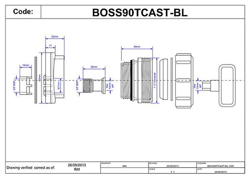 McAlpine BOSS90TCASTBL 3.5"x1.5" Boss Connector - Getplumb