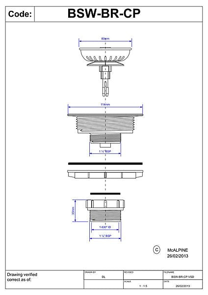 McAlpine BSWBRCP Brass Basket Strainer Waste with Spring Loaded Plug - Getplumb