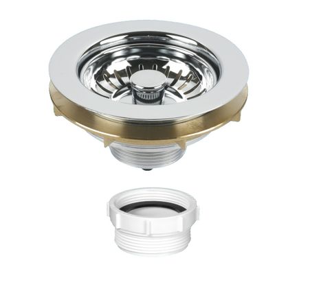McAlpine BSWBRCP Brass Basket Strainer Waste with Spring Loaded Plug - Getplumb
