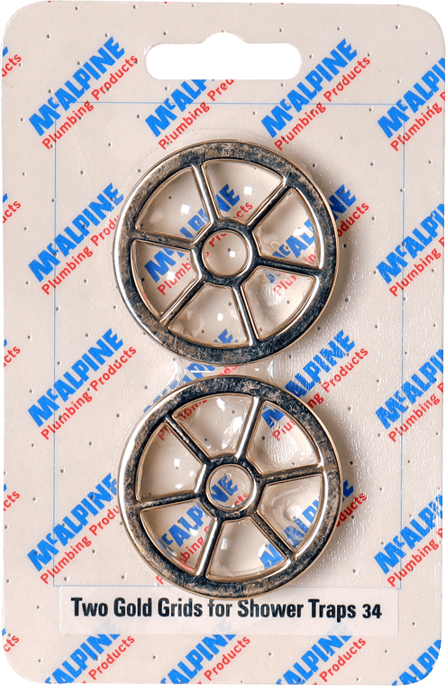 McAlpine CARD34 No.34 Handipak 2x Gold Grids for Shower Trap - Getplumb