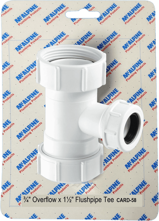 McAlpine CARD58 No.58 Handipak 3/4" Overflow x 1.5" Flushpipe Tee - Getplumb