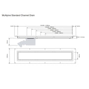 McAlpine CD800P 800mm Polished Finish Channel Drain for Wetrooms with Tileable Grate - Getplumb