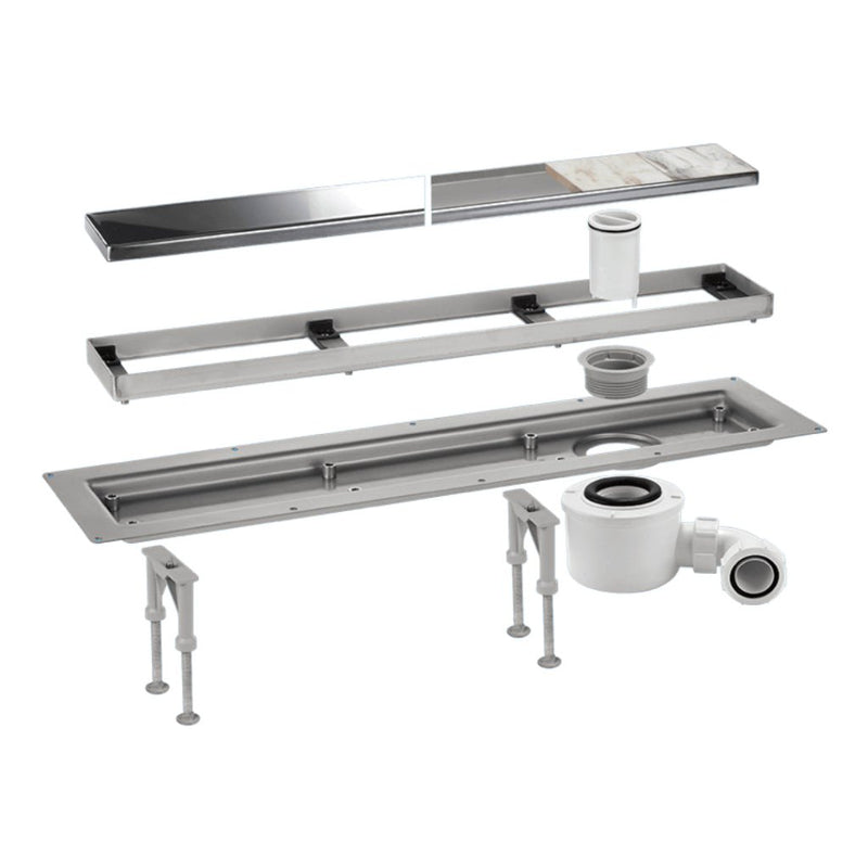 McAlpine CD800P 800mm Polished Finish Channel Drain for Wetrooms with Tileable Grate - Getplumb
