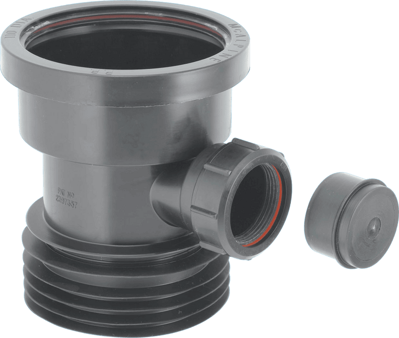 McAlpine DC1BLBO 110m Drain Connector with Boss Black - Getplumb