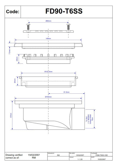 McAlpine FD90 - T6SS Untrapped Floor Gully – Stainless Steel Grating for Efficient Drainage - Getplumb
