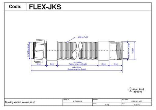 McAlpine Flex - JKS Flexible Fitting - BSP Coupling Nut x BSP Male Thread - Getplumb