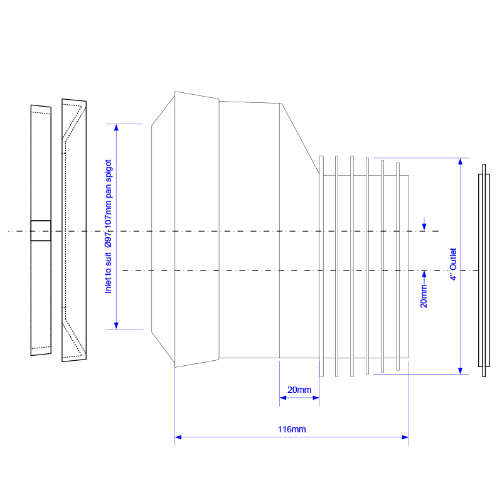 McAlpine MAC4 4" 20mm Offset Pan Connector - Getplumb