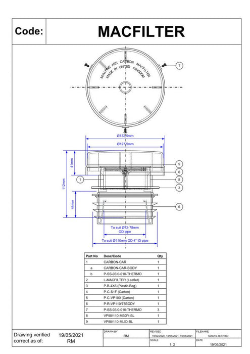 McAlpine MACFILTER 2 Way Active Carbon Filter 4" - Getplumb