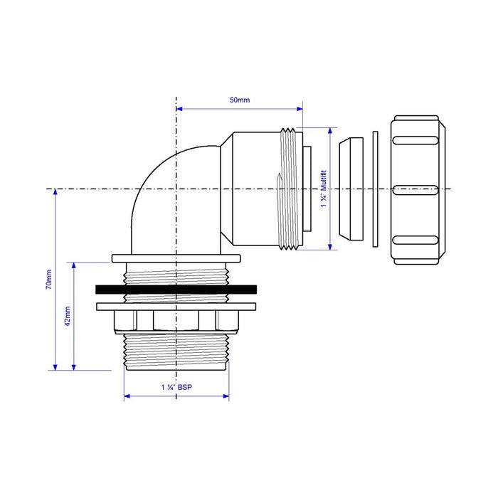 McAlpine MS4TANK 1.25" Bent Tank Connector - Getplumb