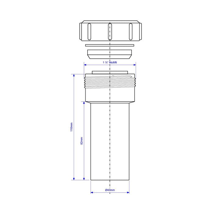 McAlpine MT18L 1.5" Multifit x Plain End Straight Connector - Getplumb