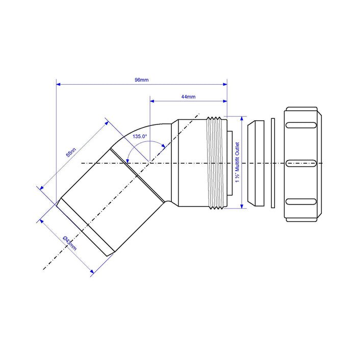 McAlpine MT20L 1.5" Multifit x Plain End 135deg Bend - Getplumb