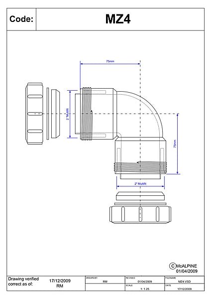 McAlpine MZ4 2" Multifit 90° Bend – Waste Pipe Connector - Getplumb