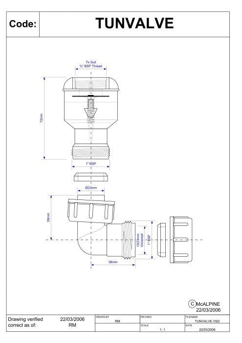 McAlpine Non Return Valve for WC Overflow Clear - TUNVALVE - Getplumb