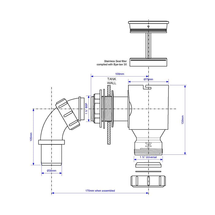 McAlpine R45 1.5" Screened Tank Overflow Connector - Getplumb