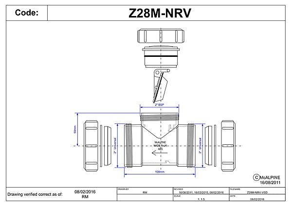 McAlpine Solvent Weld Inline Non - Return Valve D.2" Z28M - NRVS - Getplumb