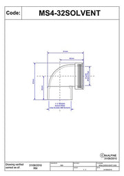 McAlpine Solvent x Euro 90° Bend - 1.25" - MS432 - Getplumb