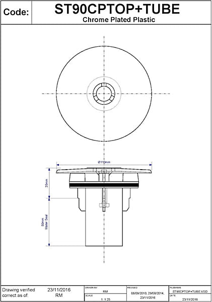 McAlpine ST90 Brass Flange + Dip Tube — Sink & Basin Drain Fitting - Getplumb