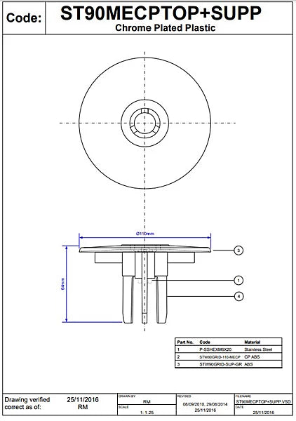 McAlpine Chrome Plated Brass Shower Trap Flange - ST90MECPBTOP+SUPP