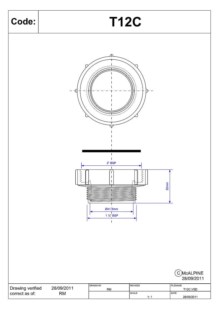 McAlpine T12C 2" Female x 1.5" Male BSP Coupling - Getplumb