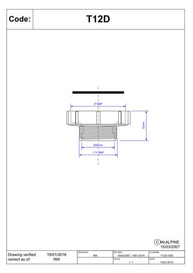 McAlpine T12D 2" Female x 1.25" Male BSP Coupling - Getplumb