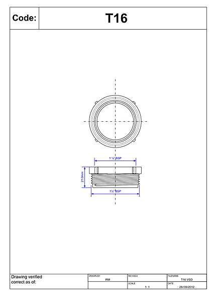 McAlpine T16 Trap Inlet Reducer – 1.5"x1.25"