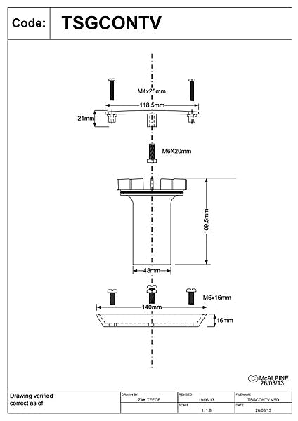 McAlpine TSGCONTV Tiled to Sheet Trapped Gully Converter White - Getplumb