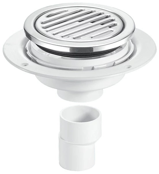 McAlpine UNTRAP SHOWER GULLY 25mm CP RND TILE - Getplumb