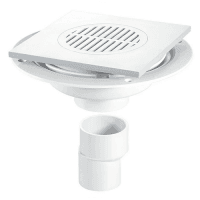 McAlpine UNTRAP SHOWER GULLY 50mm SQ WH TILE - Getplumb