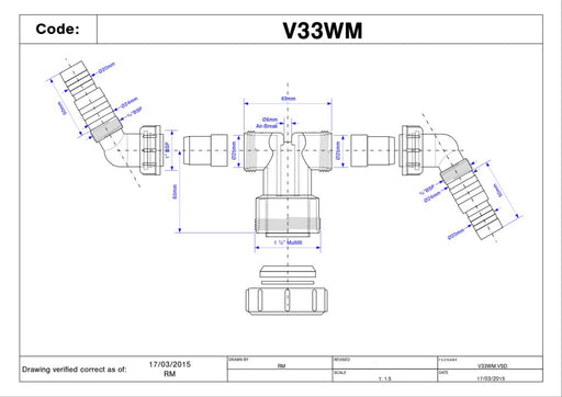 McAlpine V33WM Twin Connection for Stand Pipe Trap to connect two appliances' discharge - Getplumb