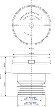 McAlpine VP100E Internal/External Air Admittance Valve | 110mm Pipe - Black - Getplumb