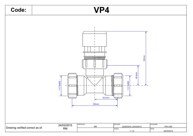 McAlpine VP4 1.25" Ventapipe Multfit Tee White - Getplumb