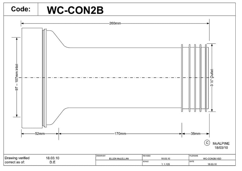 McAlpine WC CON2B 3.5" Straight Pan Connector - Getplumb