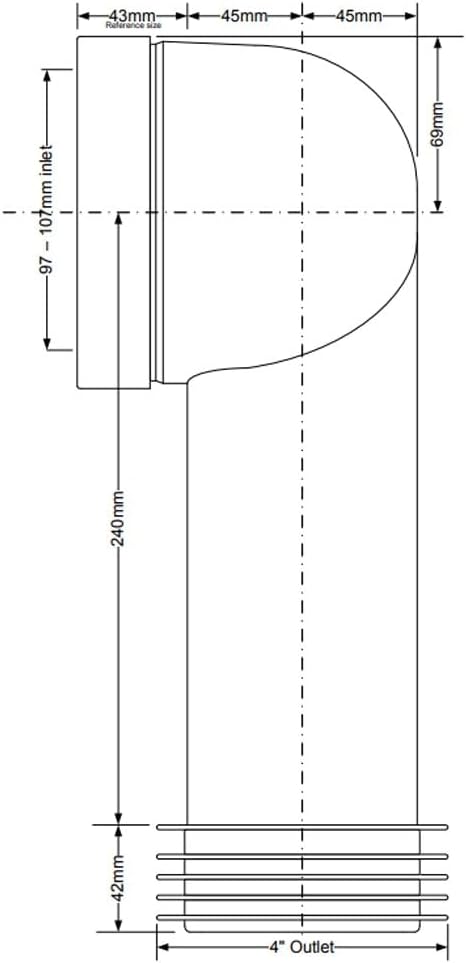 McAlpine WC CON8 90deg Bent Pan Connector Adjustable Length - Getplumb