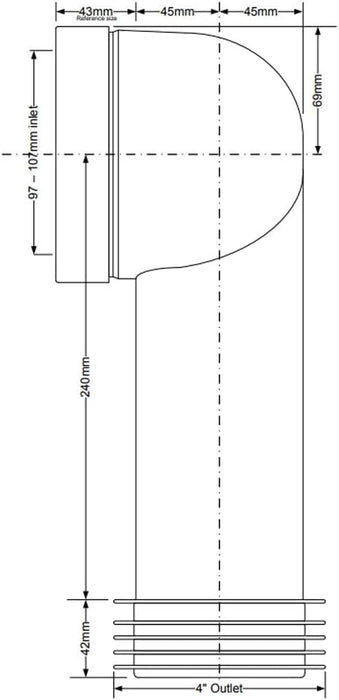 McAlpine WC CON8 90deg Bent Pan Connector Adjustable Length - Getplumb