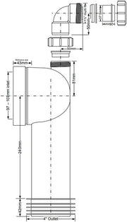McAlpine WC CON8V 90deg Bent Pan Connector with 1.25" Boss - Getplumb
