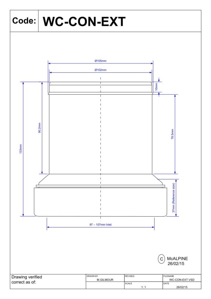 McAlpine WC CONEXT 4" Short Straight Telescopic WC Socket Extension - Getplumb