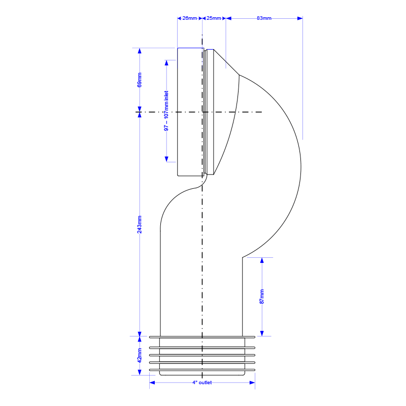 McAlpine WC CONQ Space Saving 90deg Pan Connector - Getplumb