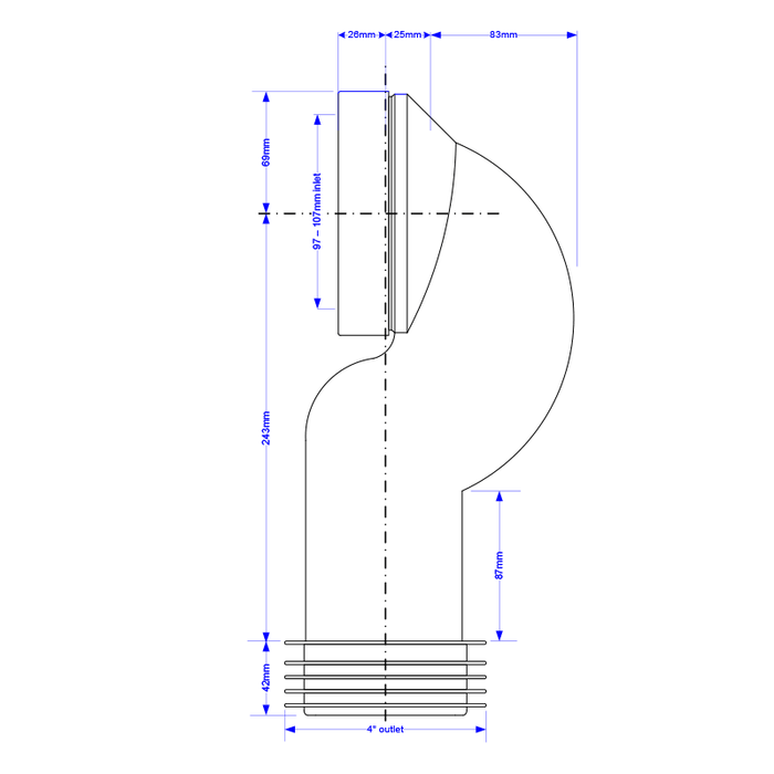 McAlpine WC CONQ Space Saving 90deg Pan Connector - Getplumb