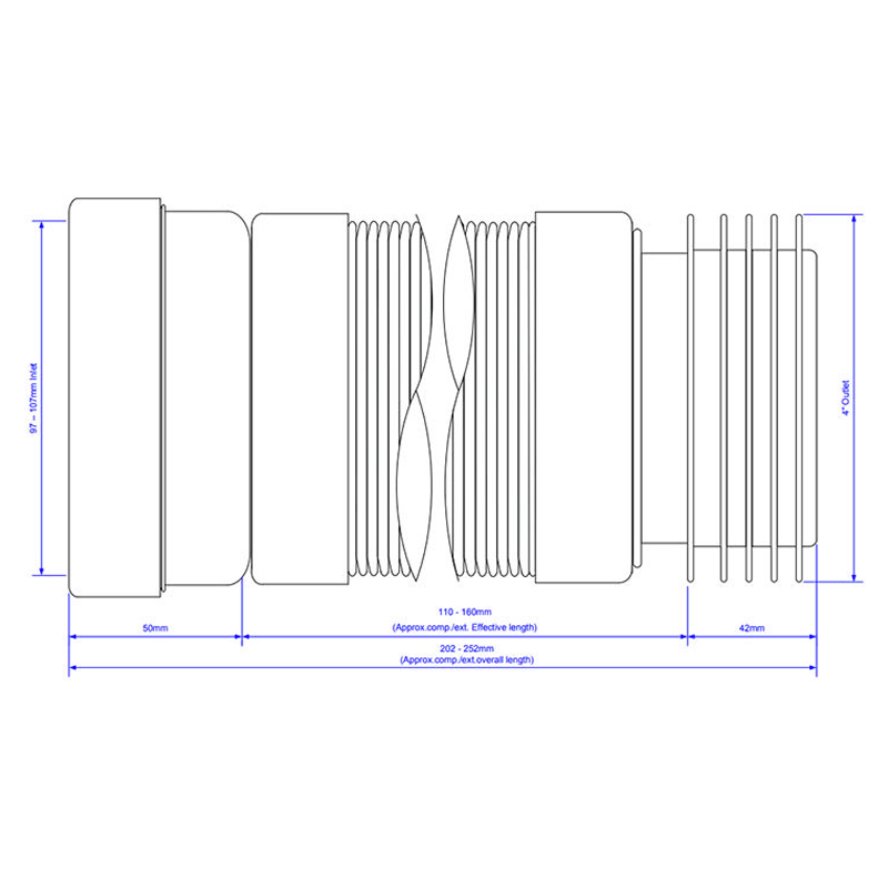 McAlpine WC - F18R 160mm Straight Flexible Pan Connector - Getplumb