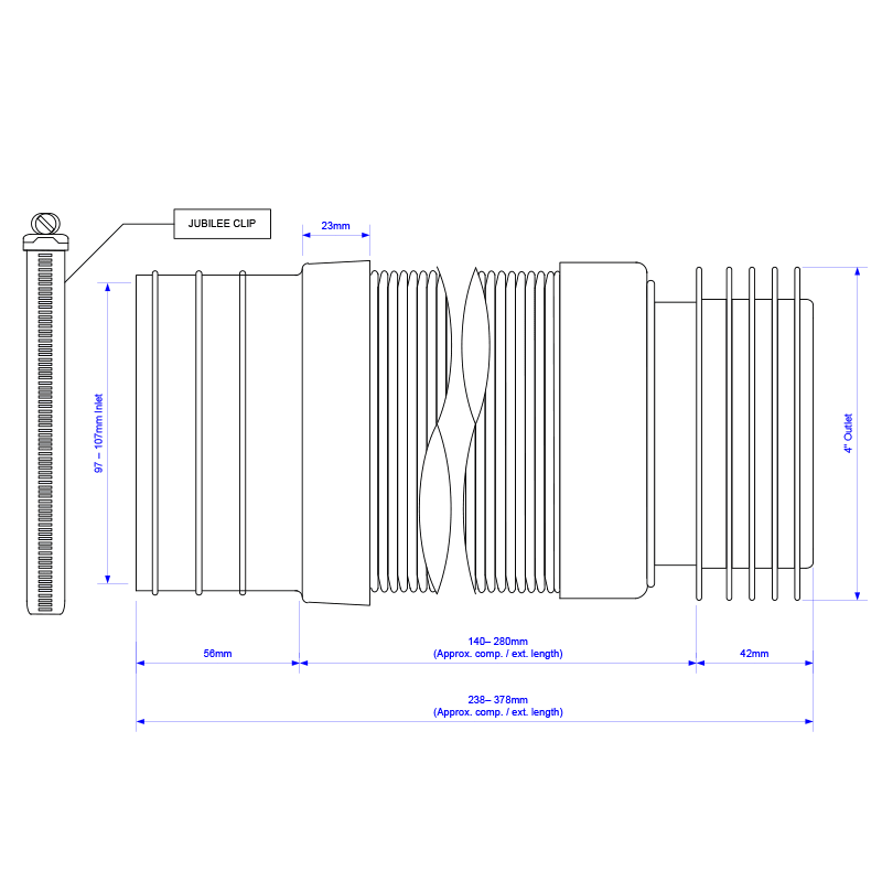 McAlpine WC - F21R Back To Wall Flexible Pan Connector - Getplumb