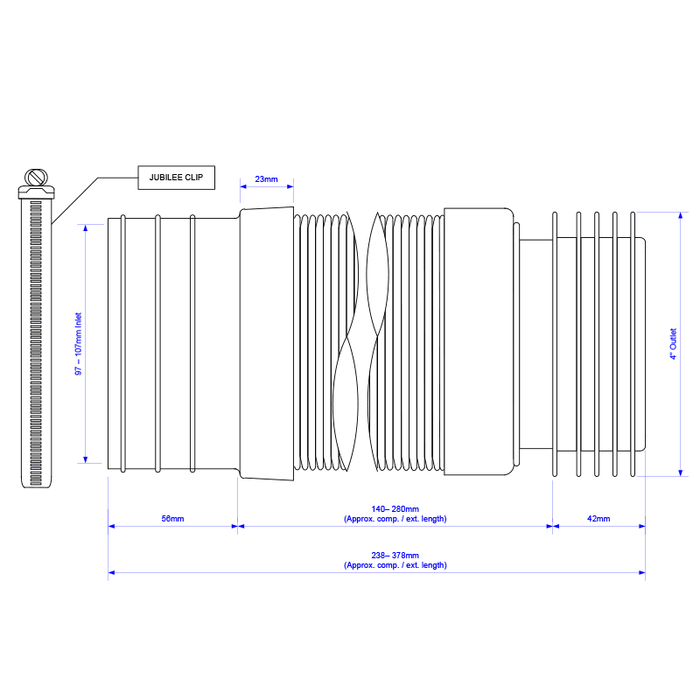 McAlpine WC - F21R Back To Wall Flexible Pan Connector - Getplumb