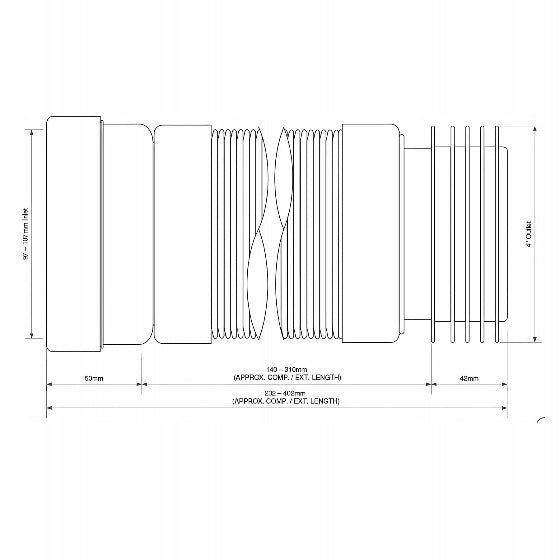 McAlpine WC - F23R 260mm Straight Flexible Pan Connector - Getplumb