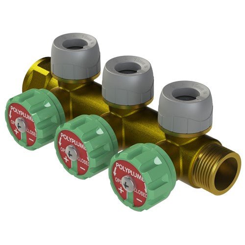 Polypipe 15mm x 3/4 Female x Male 3 Valved Manifold - PB5234153 - Getplumb